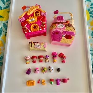 lalaloopsy mini dolls lot/bundle with carry & go houses in excellent condition